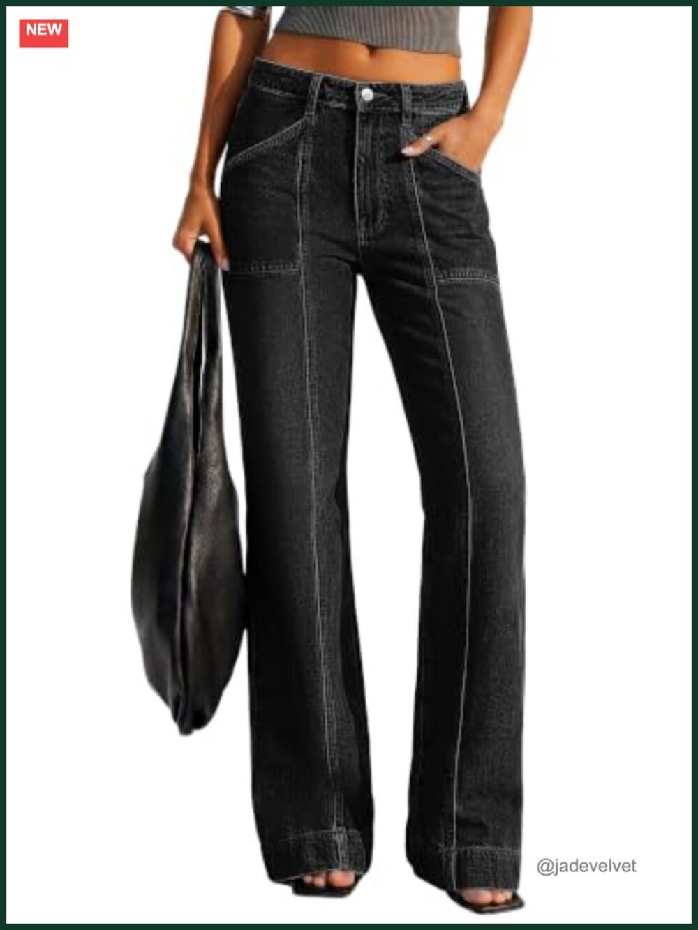 Women's High Rise Straight Leg Stretch Jeans with Flare